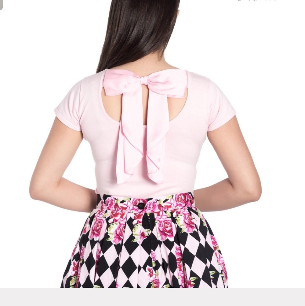Hell Bunny Pink Celine Bow Top size M
